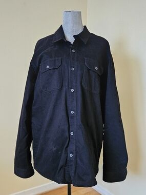 Eddie Bauer Black Button-Front Shirt Jacket